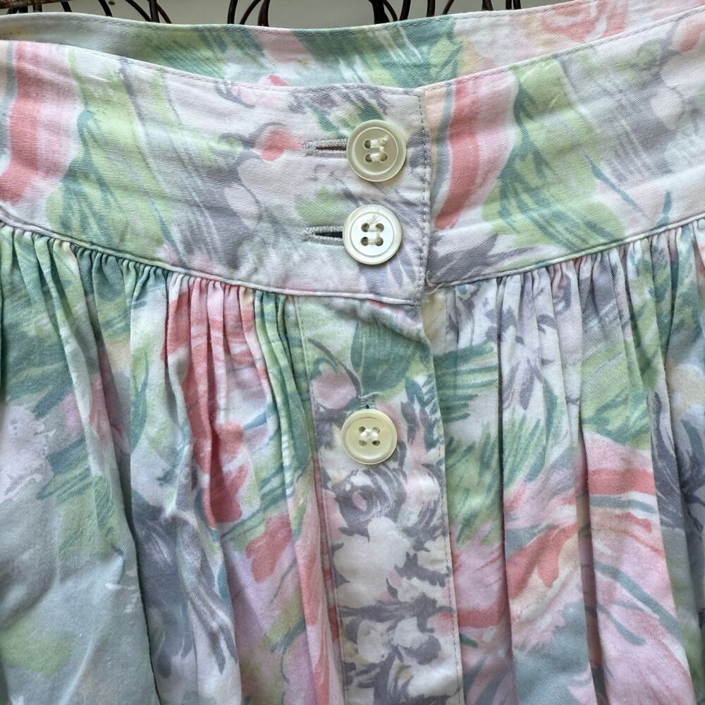Charter Club Pastel Floral A-Line Yoke Button Front Skirt Pockets Cottagecore 8 - Picture 4 of 10
